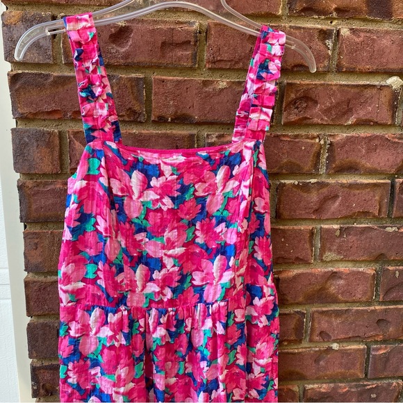 Draper James Pink and Blue Floral MIDI Dress size Medium - Picture 2 of 11